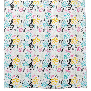 Musiknoten Treble Clef Musician Gift 90er Jahre Duschvorhang