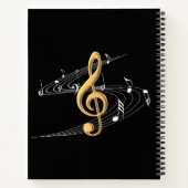Musiknoten Treble Clef Stilvolles Gold Black Notizblock (Rückseite)