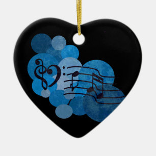 Musiknoten u. blaue keramik ornament