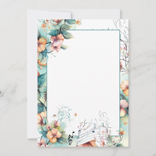 Musiknoten und Blume Einladung (Vorderseite)