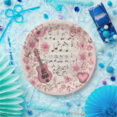 Musiknoten und Blume Elegant Pappteller (Party)