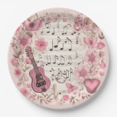 Musiknoten und Blume Elegant Pappteller (Vorderseite)