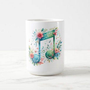 Musiknoten und Blume Kaffeetasse