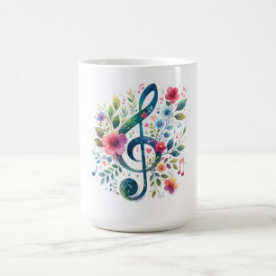 Musiknoten und Blume Kaffeetasse