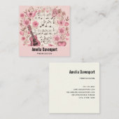 Musiknoten und Blume Retro Elegante Quadratische Visitenkarte (Vorne/Hinten)