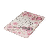 Musiknoten und Blume Retro-Stil Badematte (Schrägansicht)