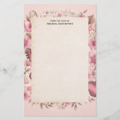 Musiknoten und Blume Retro-Stil Briefpapier (Vorderseite)