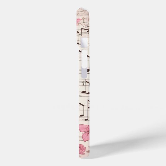 Musiknoten und Blume Retro-Stil Case-Mate iPhone Hülle (Rückseite / Links)