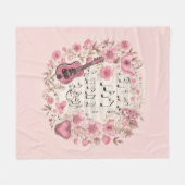 Musiknoten und Blume Retro-Stil Fleecedecke (Vorderseite (Horizontal))