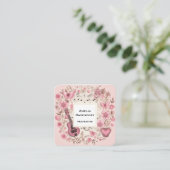 Musiknoten und Blume Retro-Stil Quadratische Visitenkarte (Stehend Vorderseite)