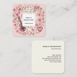 Musiknoten und Blume Retro-Stil Quadratische Visitenkarte