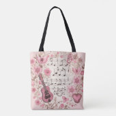 Musiknoten und Blume Retro-Stil Tasche (Rückseite)