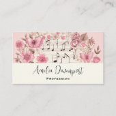 Musiknoten und Blume Retro-Stil Visitenkarte (Vorderseite)