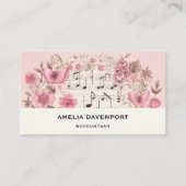 Musiknoten und Blume Retro-Stil Visitenkarte (Vorderseite)