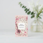 Musiknoten und Blume Retro-Stil Visitenkarte (Stehend Vorderseite)