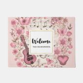 Musiknoten und Blume Retro-Stil Willkommen Fußmatte (Vorderseite)