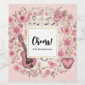 Musiknoten und Blume Retro Style Cheers Weinetikett (Einzelnes Label)