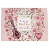 Musiknoten und Blume Retro Style Geburtstag Große Geschenktüte (Rückseite)