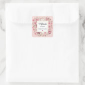 Musiknoten und Blume Retro Style Küche Quadratischer Aufkleber (Tasche)