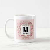 Musiknoten und Blume Retro Style Monogramm Kaffeetasse (Links)