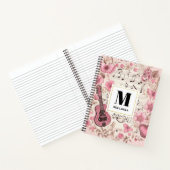 Musiknoten und Blume Retro Style Monogramm Notizblock (Innenseite)