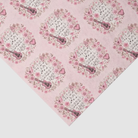 Musiknoten und Blume Retro Style Muster Seidenpapier (Ausschnitt)