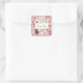 Musiknoten und Blume Retro Style Vielen Dank Quadratischer Aufkleber (Tasche)