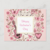 Musiknoten und Blume Retro Valentinstag Feiertagspostkarte (Vorderseite)