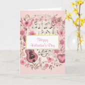 Musiknoten und Blume Vintager Valentinstag Karte (Gelbe Blume)