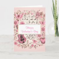 Musiknoten und Blume Vintager Valentinstag