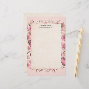 Musiknoten und Blumen im Retro-Stil Briefpapier