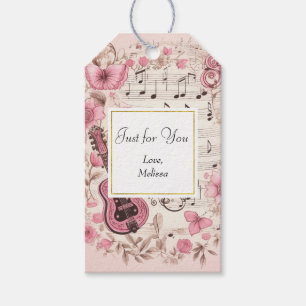 Musiknoten und Blumen im Retro-Stil, nur für Sie Geschenkanhänger
