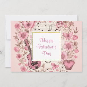 Musiknoten und Blumen Retro-Stil Valentinstag Feiertagskarte