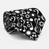 Musiknoten und Clefs - Schwarz weiß Krawatte (Gerollt)
