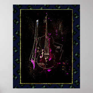 Musiknoten und Doppelbarsch Poster