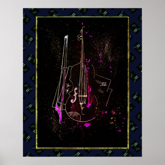 Musiknoten und Doppelbarsch Poster (Vorne)