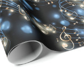 Musiknoten und Feiertagslicht Geschenkpapier (Rolleneckpunkt)