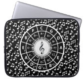 Musiknoten und Fünftelkonstruktionszirkel Laptopschutzhülle (Vorderseite)