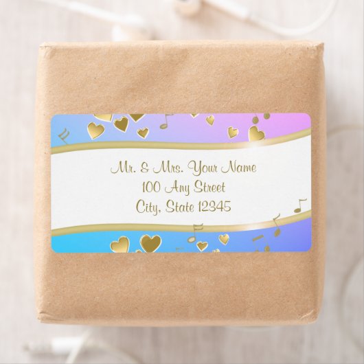 Musiknoten und Goldene Herzen (Insitu)