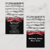 Musiknoten und Imitate, roter Bänder Visitenkarte (Vorne/Hinten)