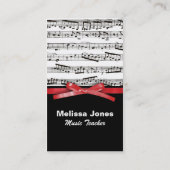 Musiknoten und Imitate, roter Bänder Visitenkarte (Rückseite)