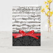 Musiknoten und Imitate, rotes Band Karte (Gelbe Blume)