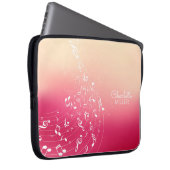 Musiknoten und Individuelle Name rot und pfirsichf Laptopschutzhülle (Vorne Rechts)