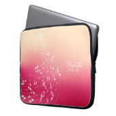 Musiknoten und Individuelle Name rot und pfirsichf Laptopschutzhülle (Vorderseite Links)