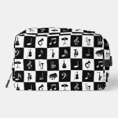 Musiknoten und Instrumente auf Quadraten Waschbeutel (Rückseite)