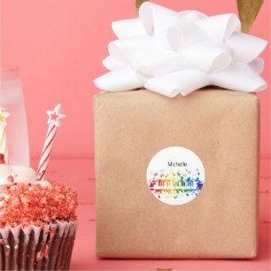 Musiknoten und Klaviertasten Schwarz und Gold Runder Aufkleber