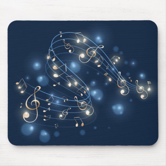 Musiknoten und Lichter auf blau Mousepad (Vorne)