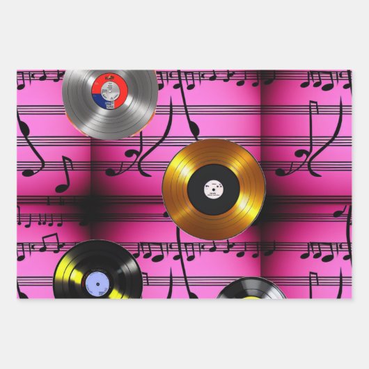 Musiknoten und Platten Geschenkpapier Set (Vorderseite 3)