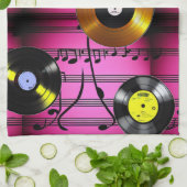 Musiknoten und Platten Geschirrtuch (Gefaltet)