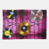 Musiknoten und Platten Geschirrtuch (Horizontal)
